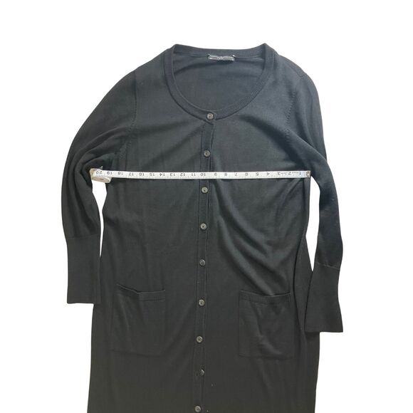 Peruvian Connection Black Wool Silk Cardigan Duster Midi Long Sleeve XL - Picture 5 of 7